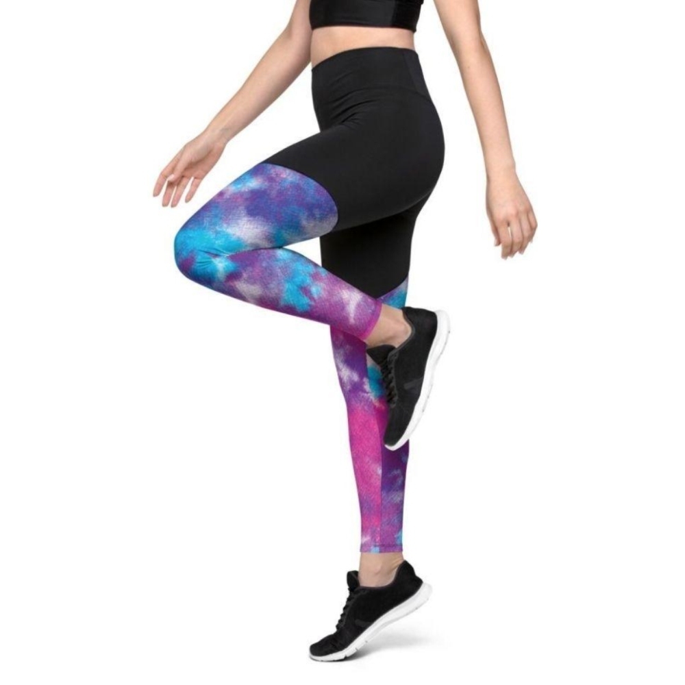 Purple Tie Dye Women Compression Legging