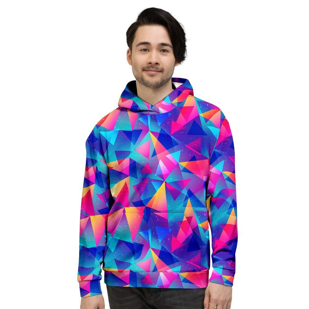 Rainbow Triangle Geometric Mens Full Size Hoodie
