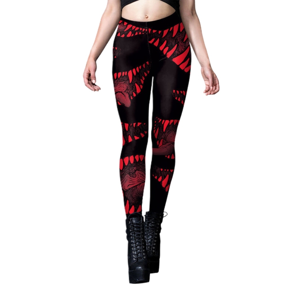 Red Black Cool Sexy Halloween Women Compression Leggings