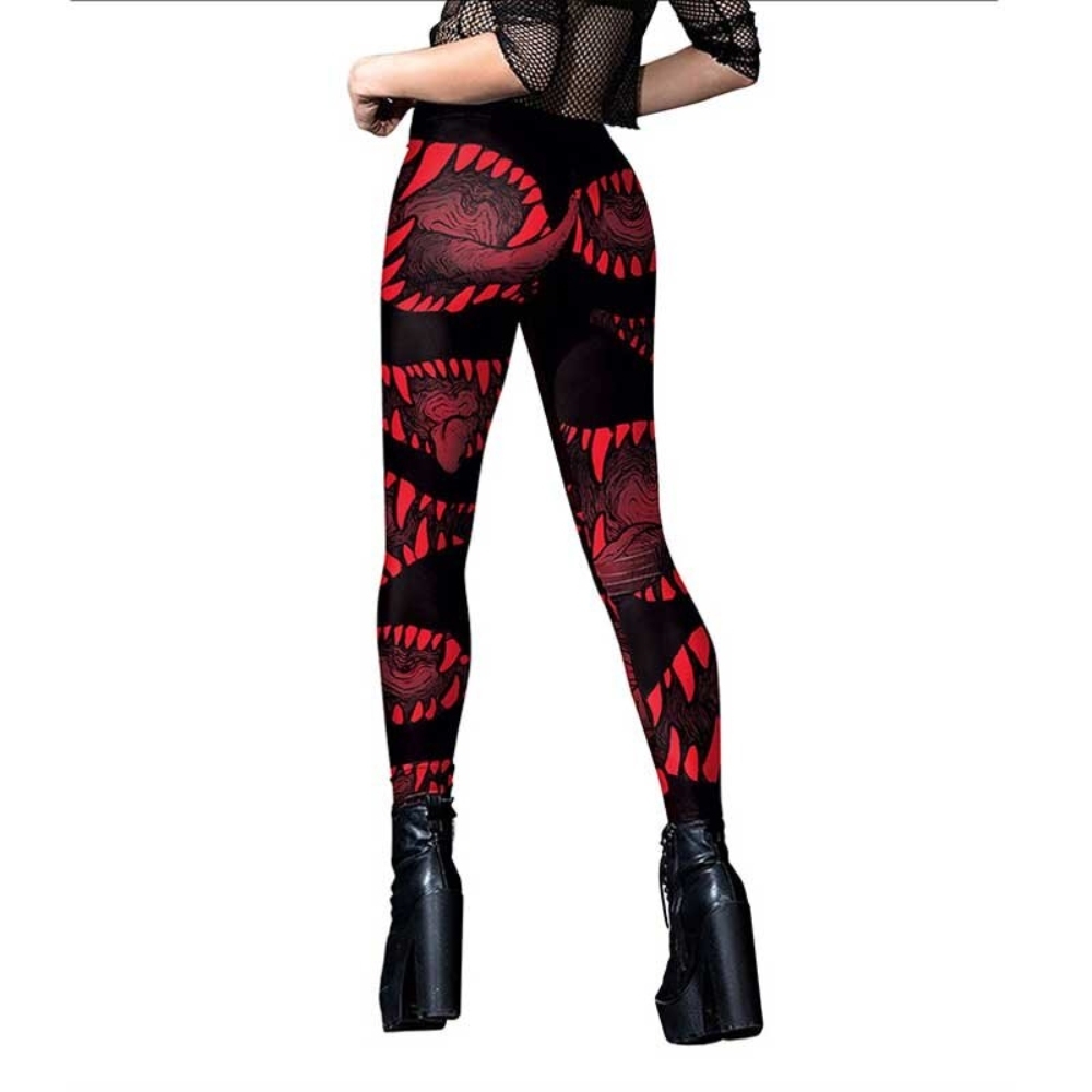 Red Black Cool Sexy Halloween Women Compression Leggings