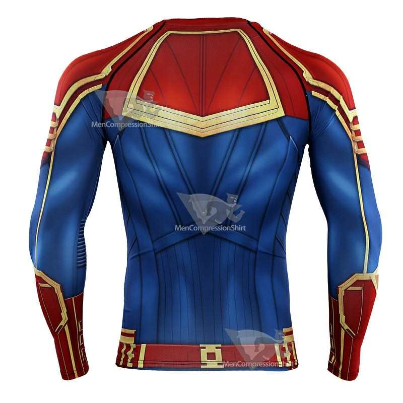 Red Carol Danvers Long Sleeve Compression Shirt For Men