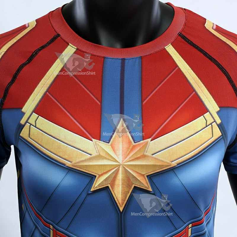 Red Carol Danvers Short Sleeve Compression Shirt For Women