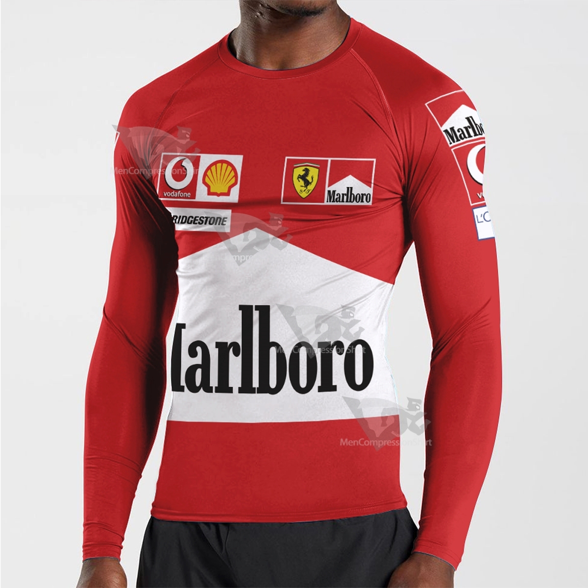 Red Michael Schumacher Long Sleeve Compression Shirt