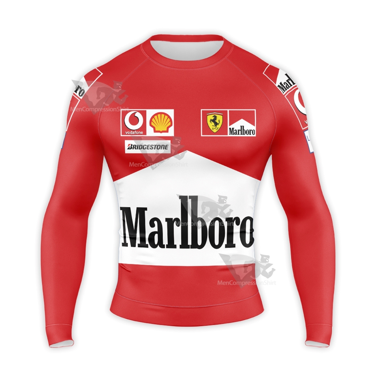 Red Michael Schumacher Long Sleeve Compression Shirt