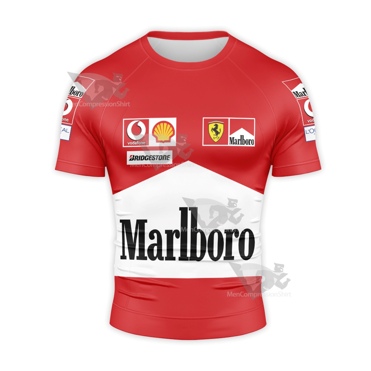 Red Michael Schumacher Short Sleeve Compression Shirt