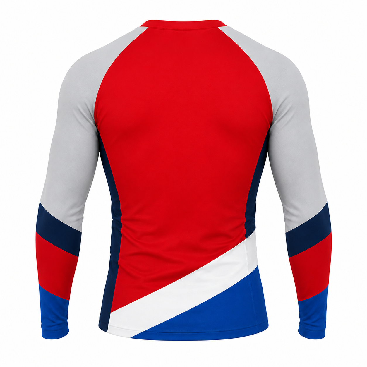 Diagonal Hem Red Customizable Long Sleeve Compression Shirt