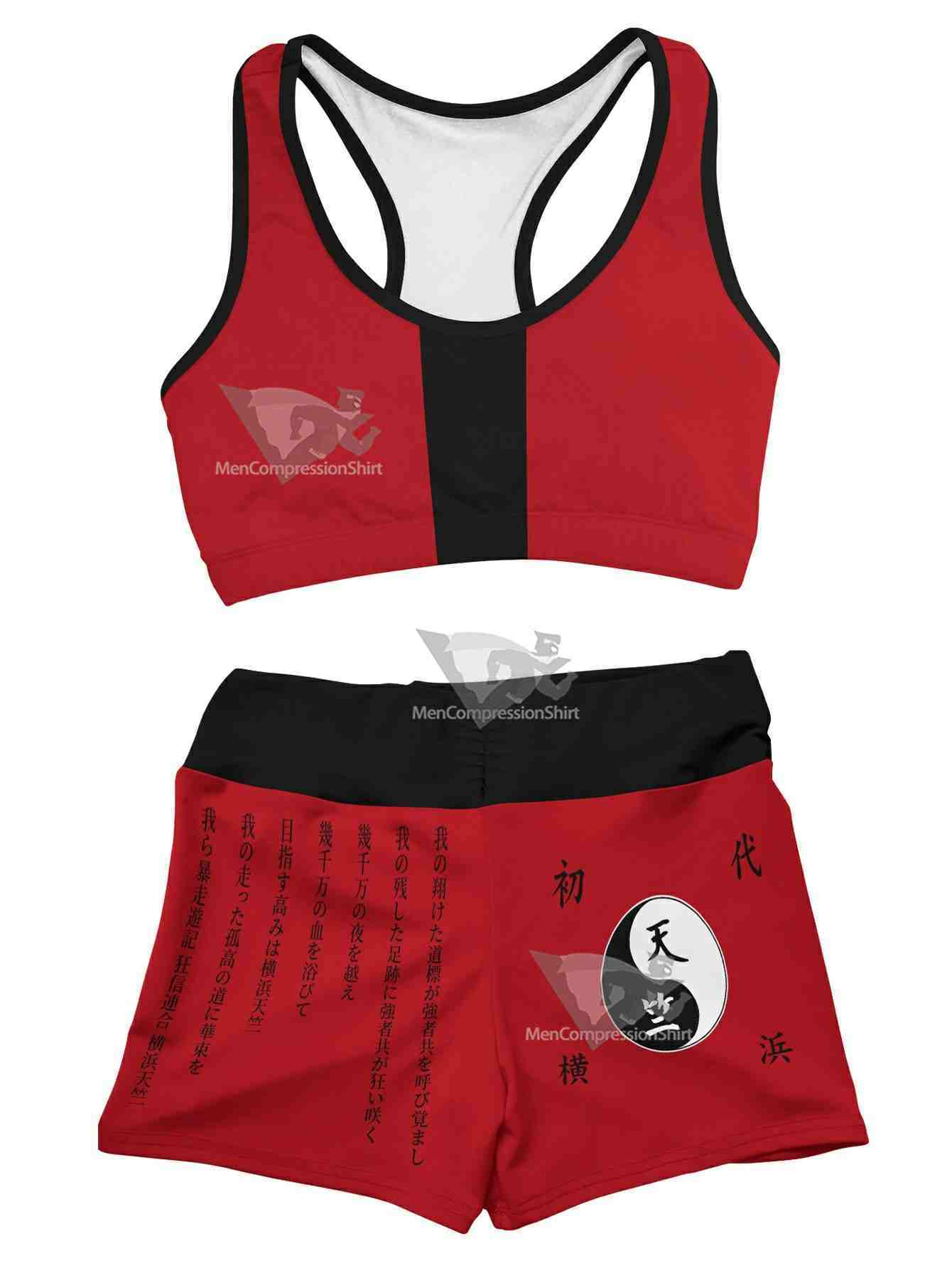Red Tenjiku Women Compression Active Wear Set