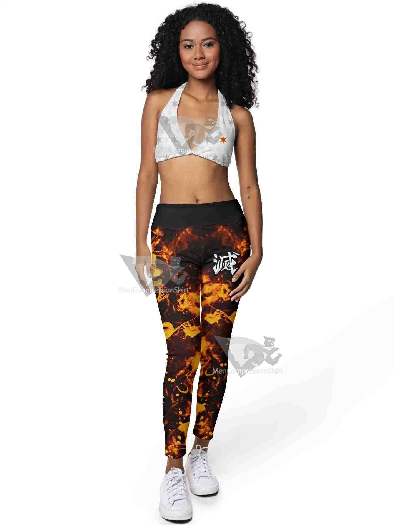 Rengoku Tie Dye Women Compression Leggings