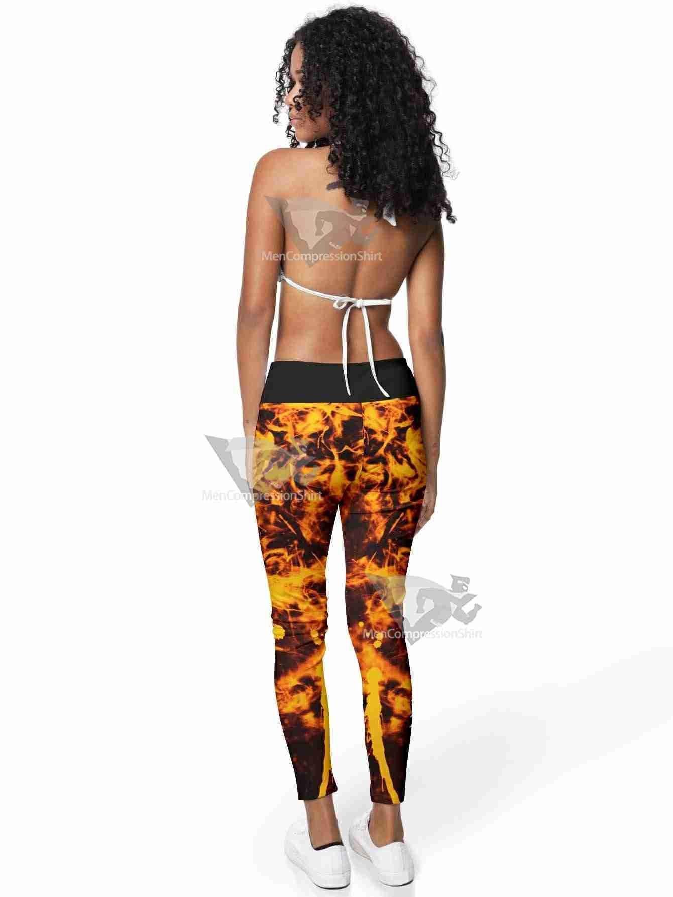 Rengoku Tie Dye Women Compression Leggings