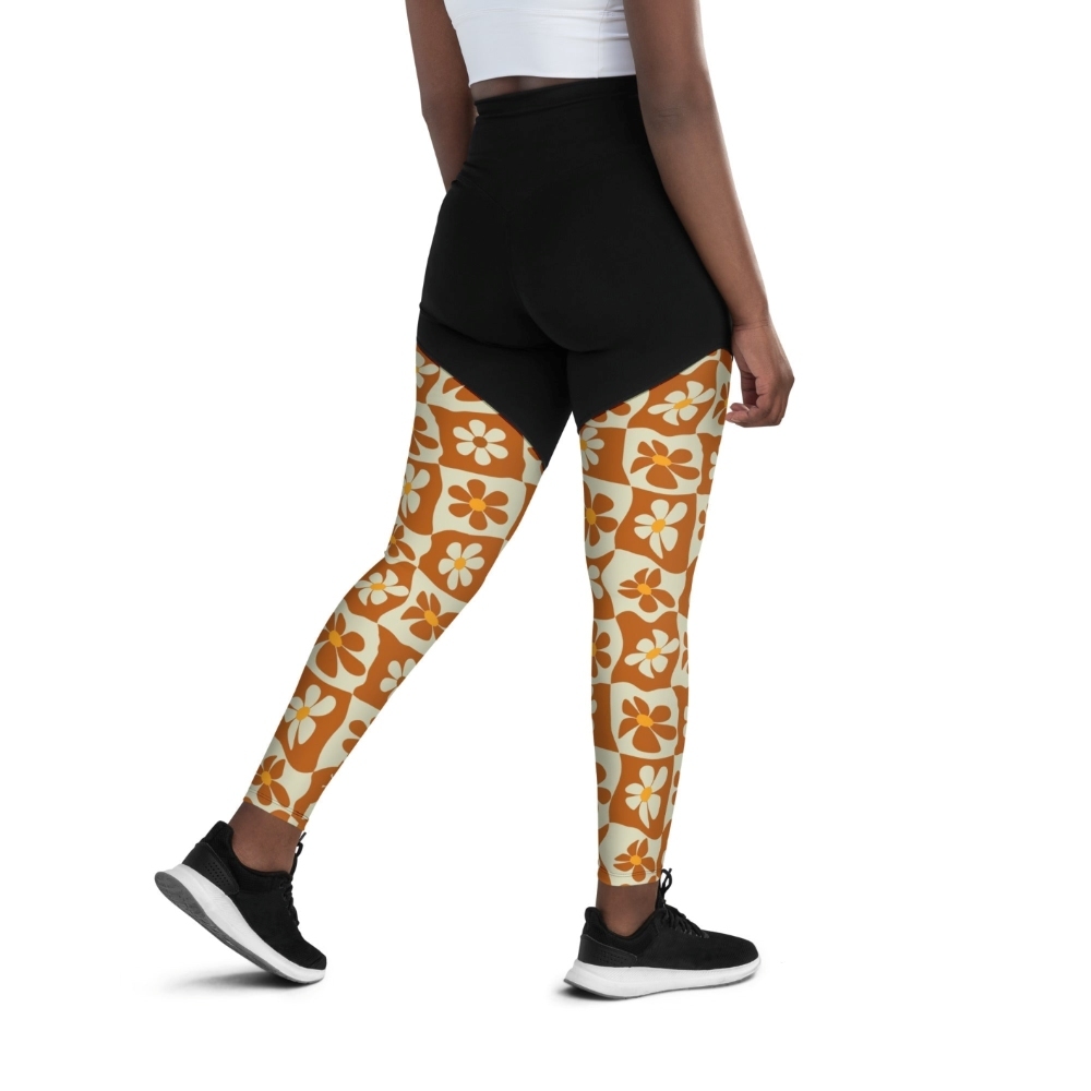 Retro Flower Checkerboard Women Compression Legging