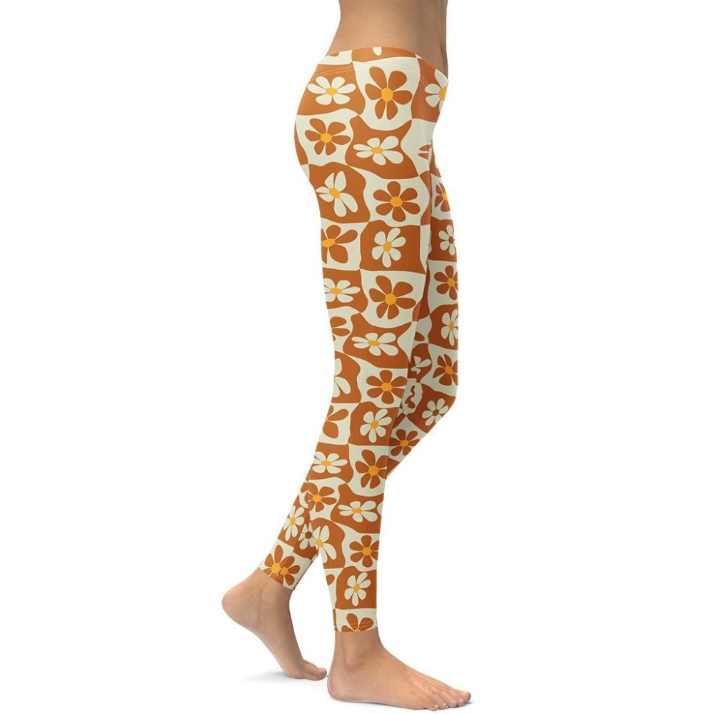 Retro Flower Checkerboard Women Compression Legging
