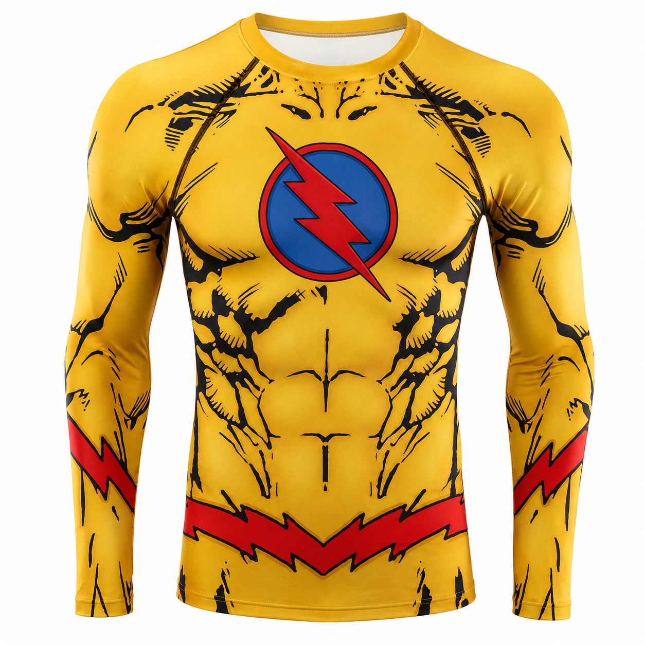 Reverse Flash Comic Orange Yellow Long Sleeve Compression Shirt