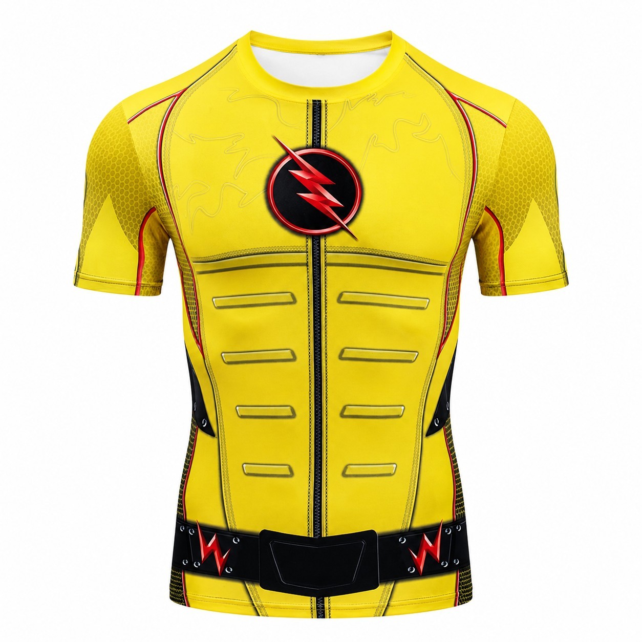 Reverse Flash Yellow Red Short Sleeve Compression Shirt