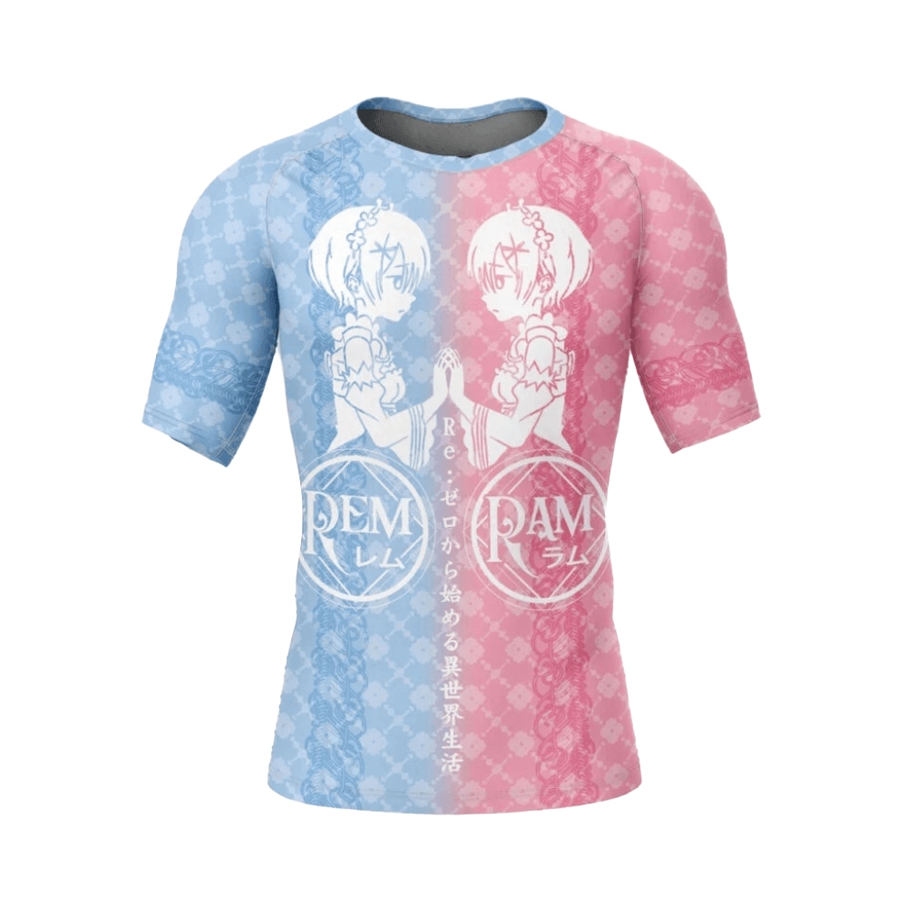Rezero The Twin Rem & Ram Men Short Sleeve Compression Shirt