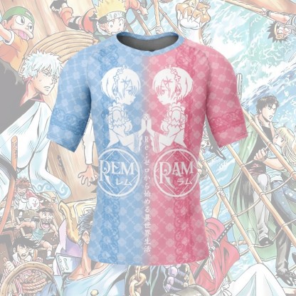 Rezero The Twin Rem & Ram Men Short Sleeve Compression Shirt