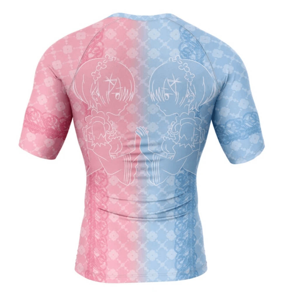 Rezero The Twin Rem & Ram Men Short Sleeve Compression Shirt