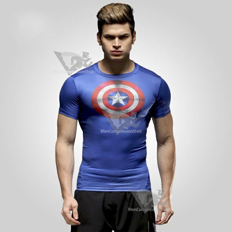 Rogers Short Sleeve Blue Compression Shirt For Men