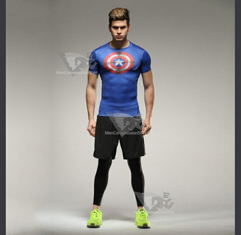Rogers Short Sleeve Blue Compression Shirt For Men