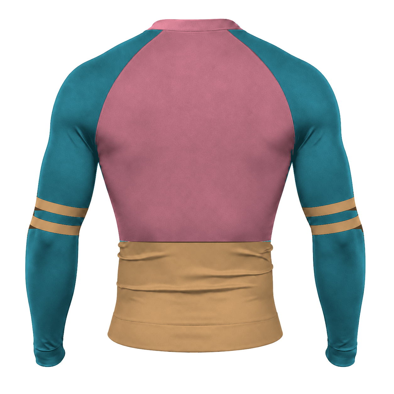 Horizontal Colorblock Pink Primary Orange Accent Customizable Long Sleeve Compression Shirt
