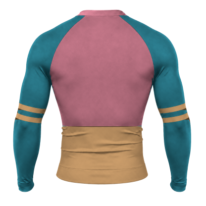 Horizontal Colorblock Pink Primary Orange Accent Customizable Long Sleeve Compression Shirt