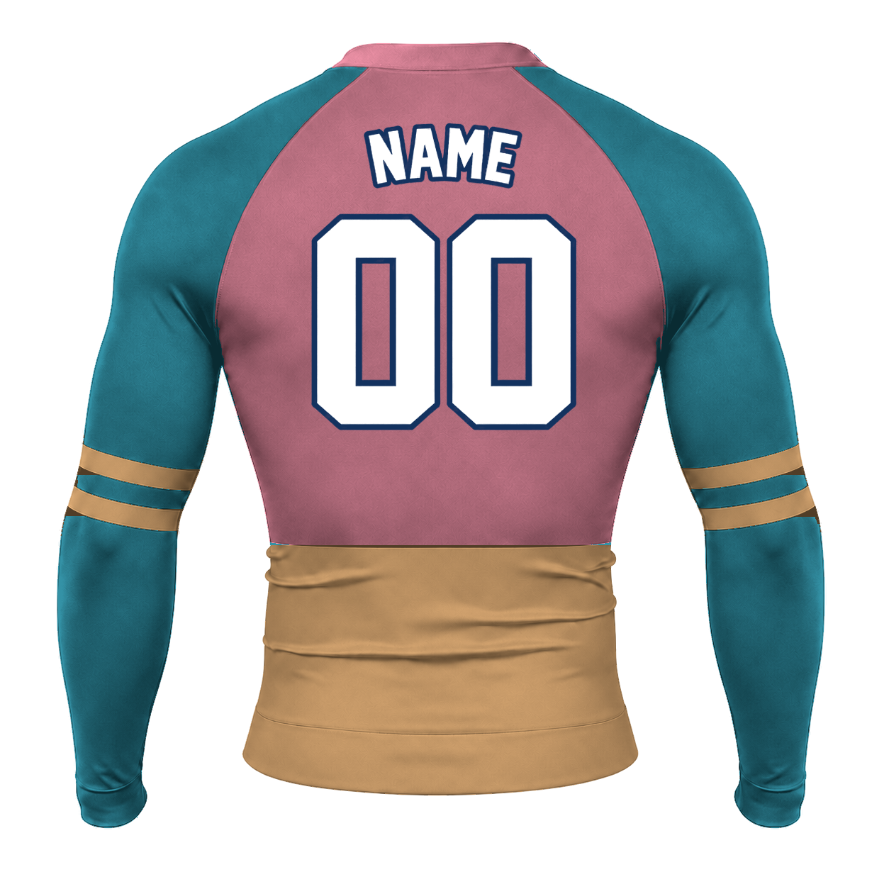 Horizontal Colorblock Pink Primary Orange Accent Customizable Long Sleeve Compression Shirt