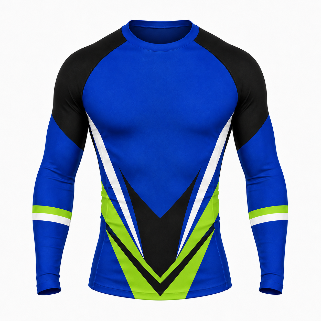 Sharp Chevron Royal Blue Customizable Long Sleeve Compression Shirt