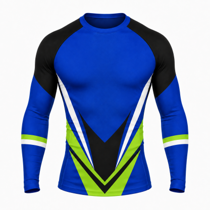 Sharp Chevron Royal Blue Customizable Long Sleeve Compression Shirt