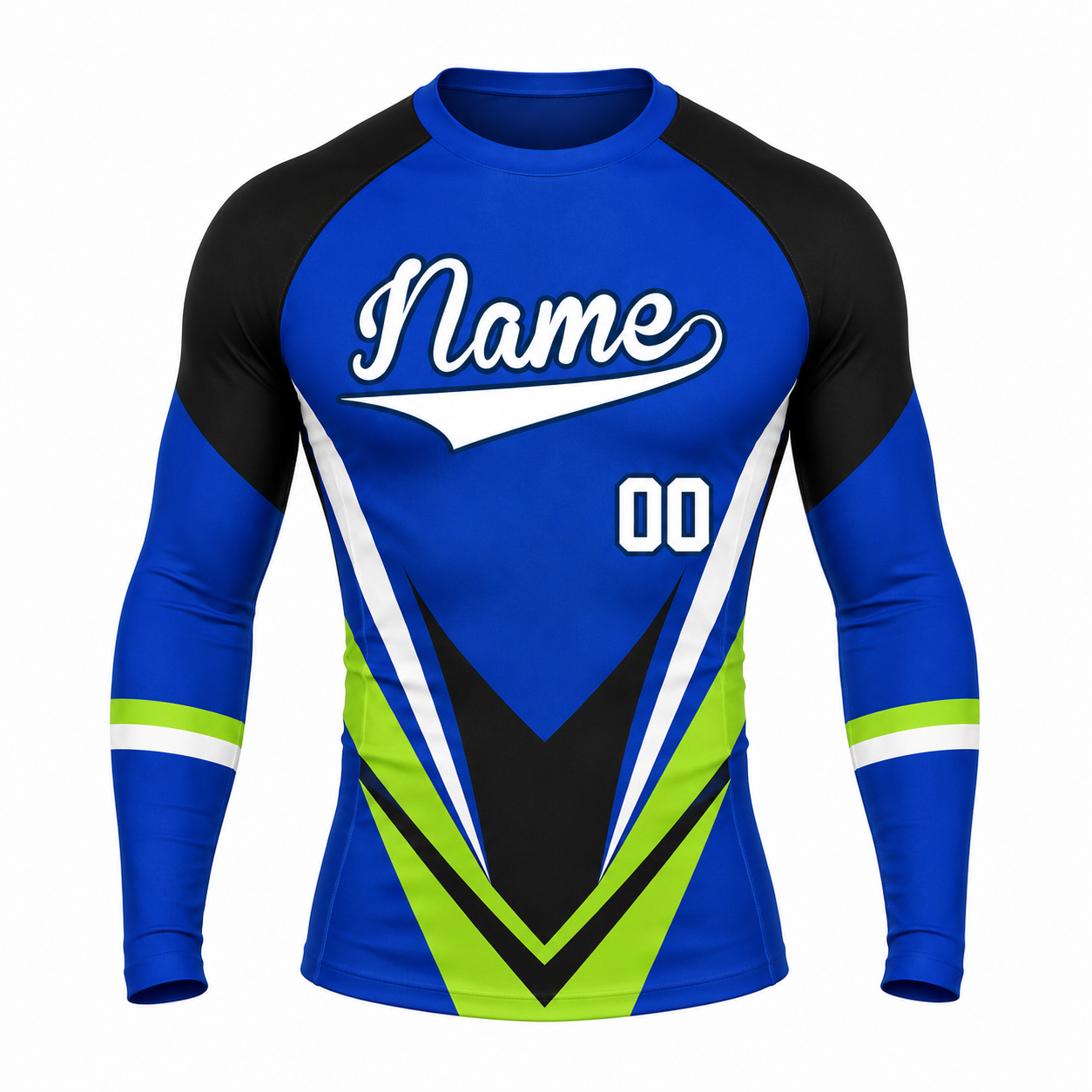 Sharp Chevron Royal Blue Customizable Long Sleeve Compression Shirt