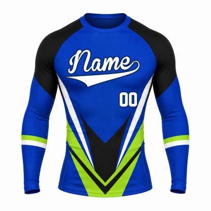Sharp Chevron Royal Blue Customizable Long Sleeve Compression Shirt