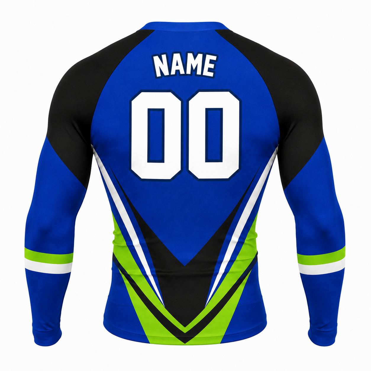 Sharp Chevron Royal Blue Customizable Long Sleeve Compression Shirt