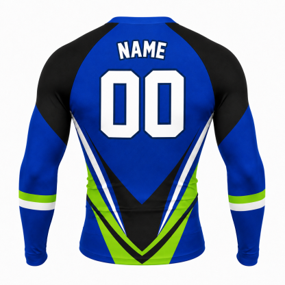 Sharp Chevron Royal Blue Customizable Long Sleeve Compression Shirt