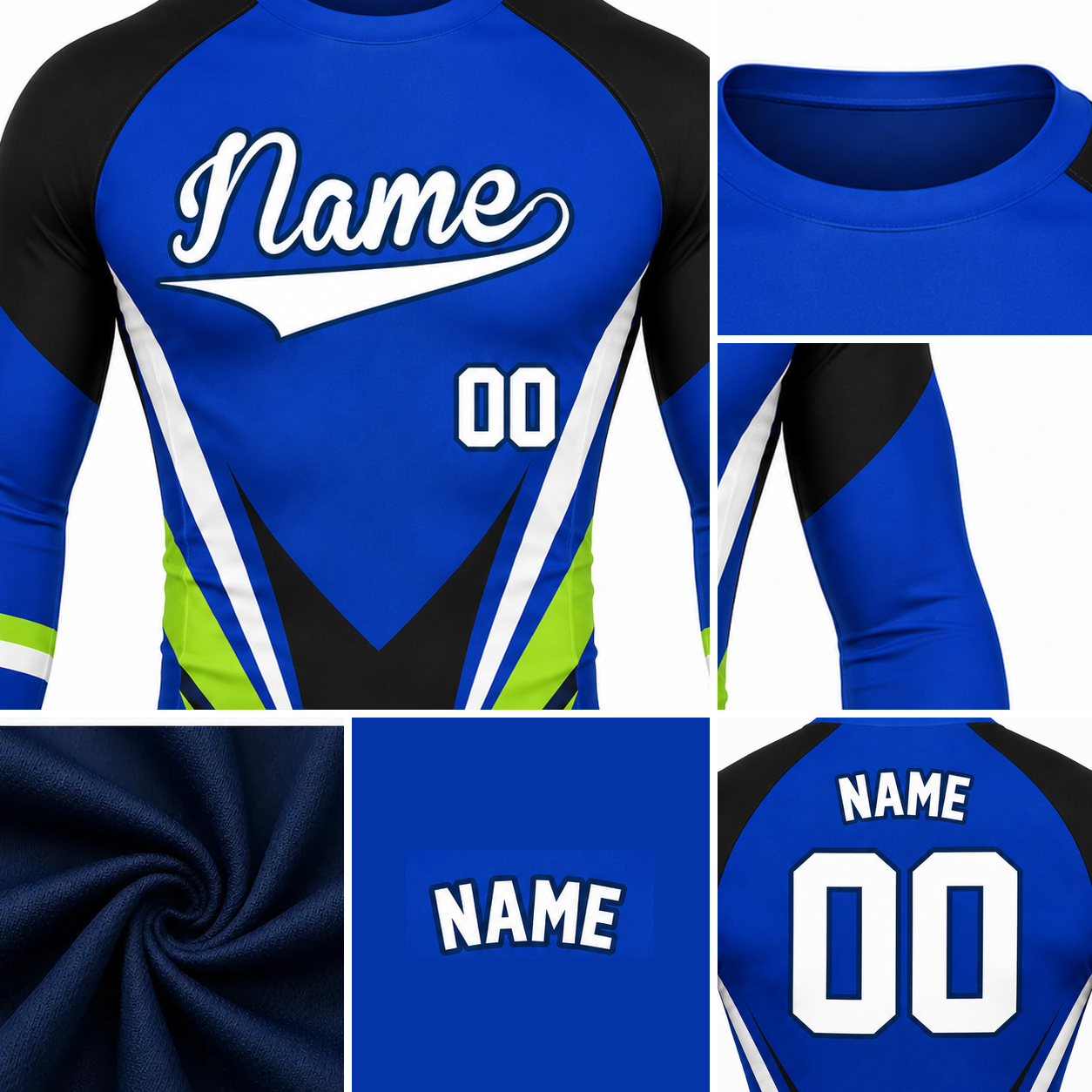 Sharp Chevron Royal Blue Customizable Long Sleeve Compression Shirt