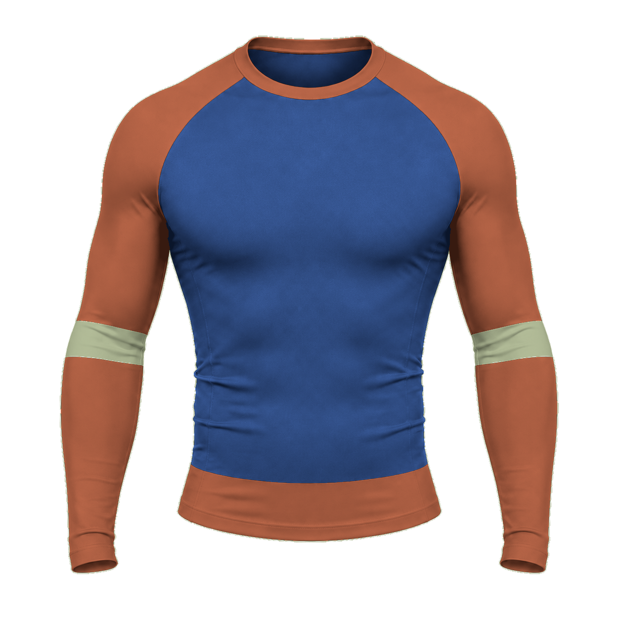 Sage Raglan Colorblock Royal Blue Customizable Long Sleeve Compression Shirt