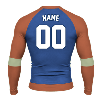 Sage Raglan Colorblock Royal Blue Customizable Long Sleeve Compression Shirt