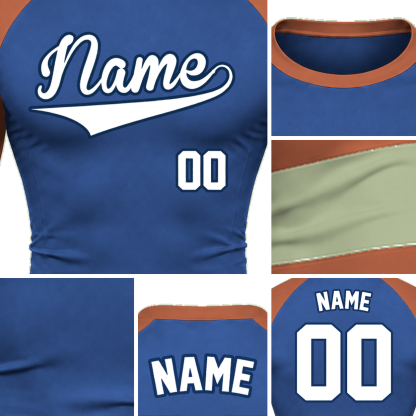 Sage Raglan Colorblock Royal Blue Customizable Long Sleeve Compression Shirt