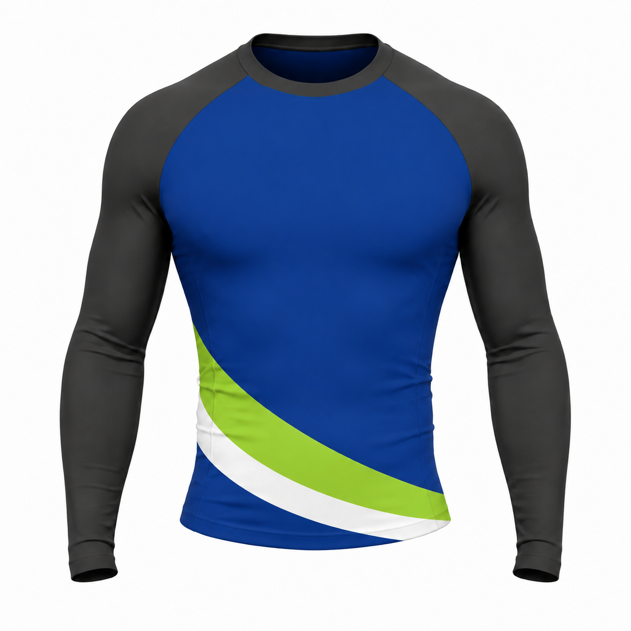 Curved Waist Bands Royal Blue Customizable Long Sleeve Compression Shirt