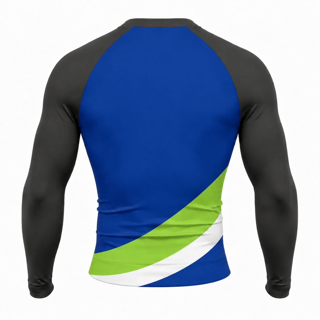 Curved Waist Bands Royal Blue Customizable Long Sleeve Compression Shirt