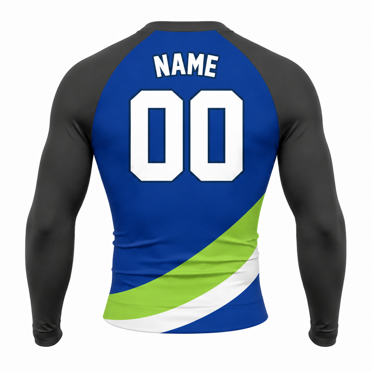 Curved Waist Bands Royal Blue Customizable Long Sleeve Compression Shirt