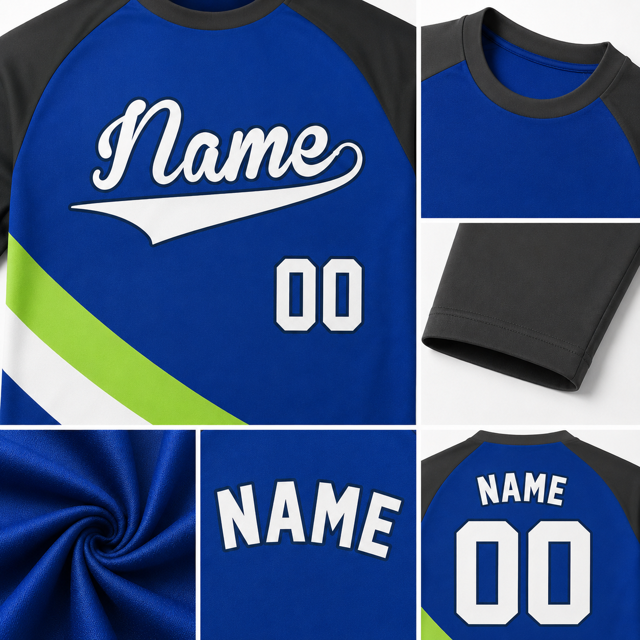 Curved Waist Bands Royal Blue Customizable Long Sleeve Compression Shirt