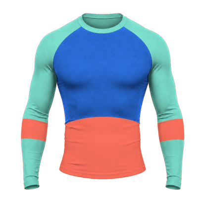 Horizontal Colorblock Royal Blue Customizable Long Sleeve Compression Shirt