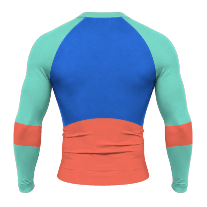 Horizontal Colorblock Royal Blue Customizable Long Sleeve Compression Shirt