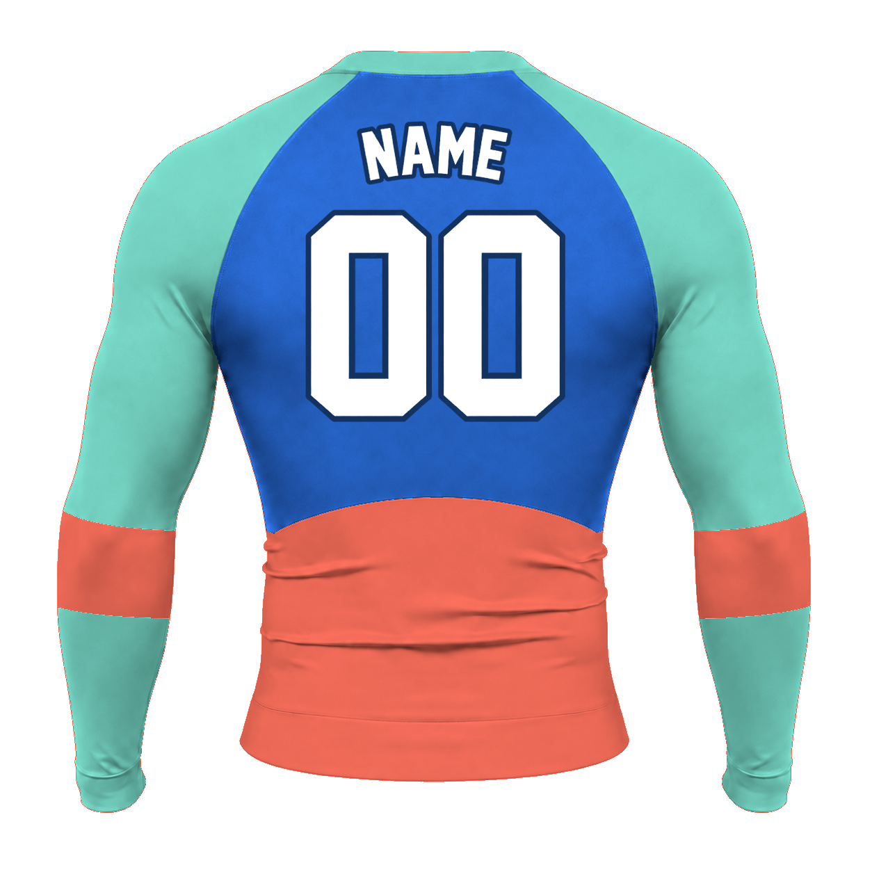 Horizontal Colorblock Royal Blue Customizable Long Sleeve Compression Shirt