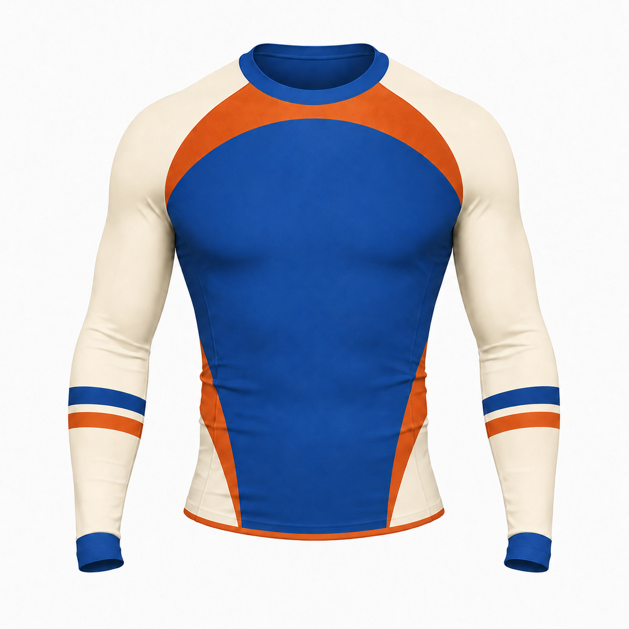 Side Panel Royal Blue Primary White Accent Customizable Long Sleeve Compression Shirt