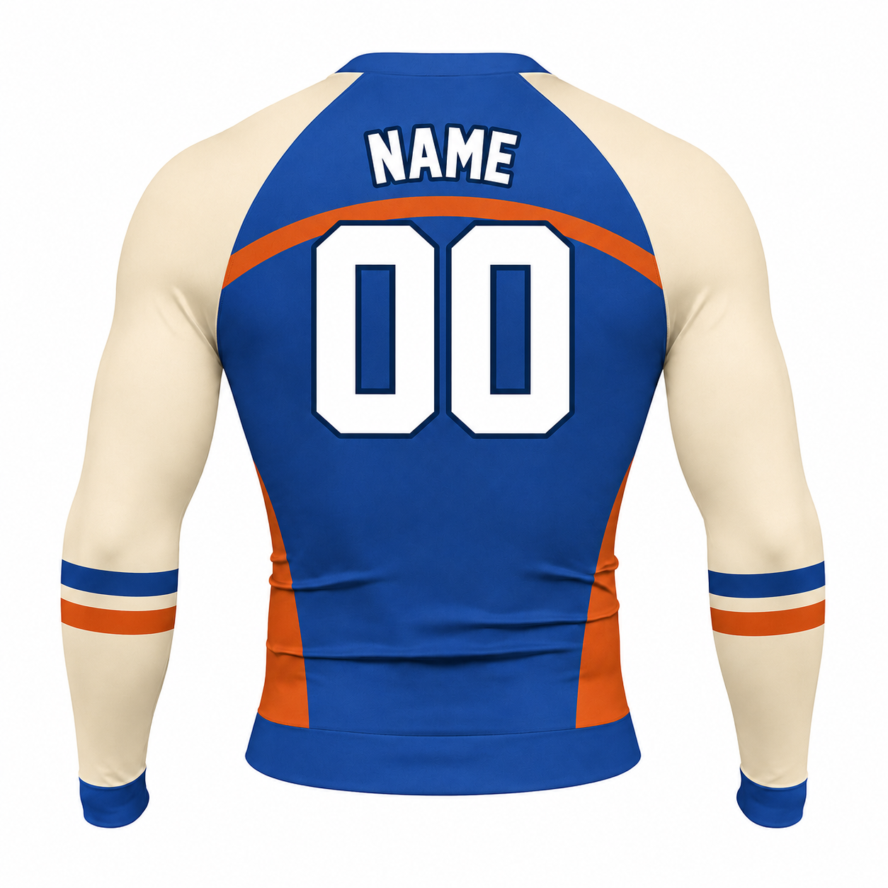 Side Panel Royal Blue Primary White Accent Customizable Long Sleeve Compression Shirt