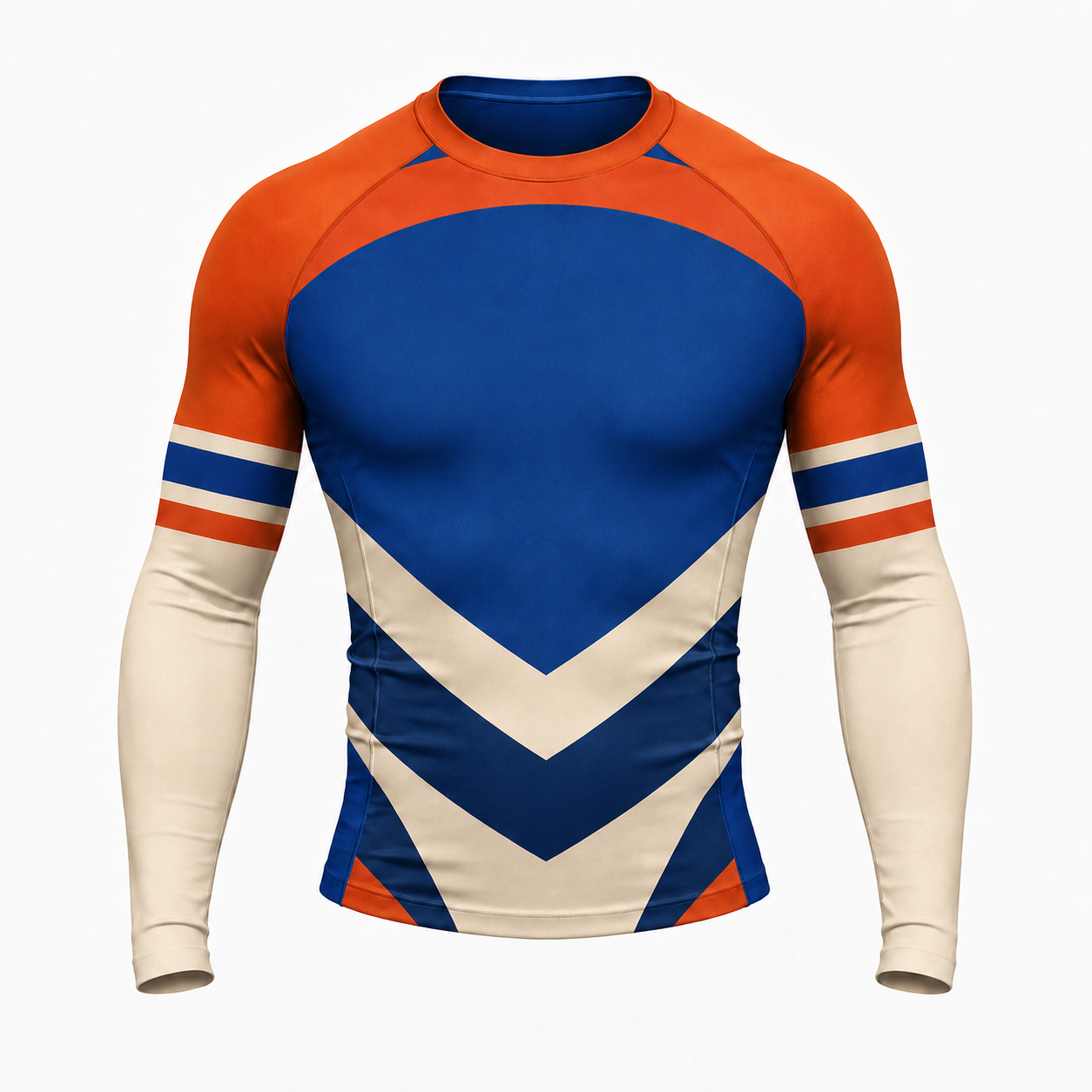 Stacked Chevron Royal Blue Customizable Long Sleeve Compression Shirt