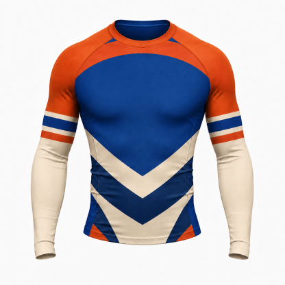 Stacked Chevron Royal Blue Customizable Long Sleeve Compression Shirt