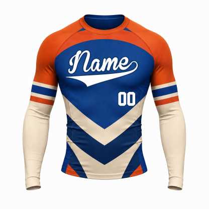 Stacked Chevron Royal Blue Customizable Long Sleeve Compression Shirt