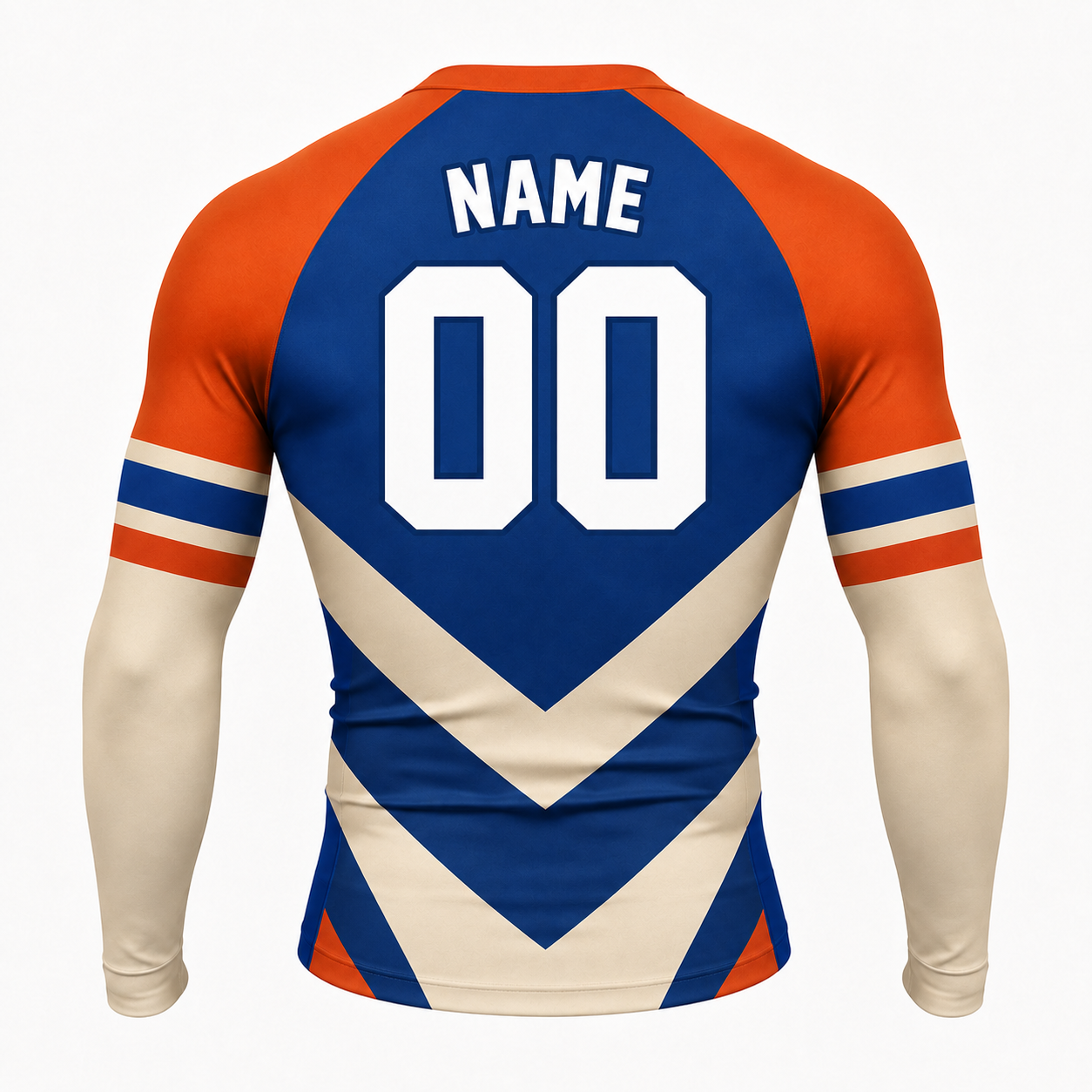 Stacked Chevron Royal Blue Customizable Long Sleeve Compression Shirt