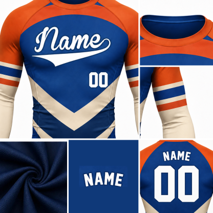 Stacked Chevron Royal Blue Customizable Long Sleeve Compression Shirt