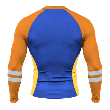 Side Panel Double Stripe Royal Blue Customizable Long Sleeve Compression Shirt